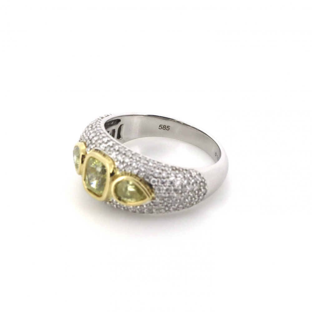 1.52ct Yellow/White Gold and Yellow/White Diamond Statement Ring