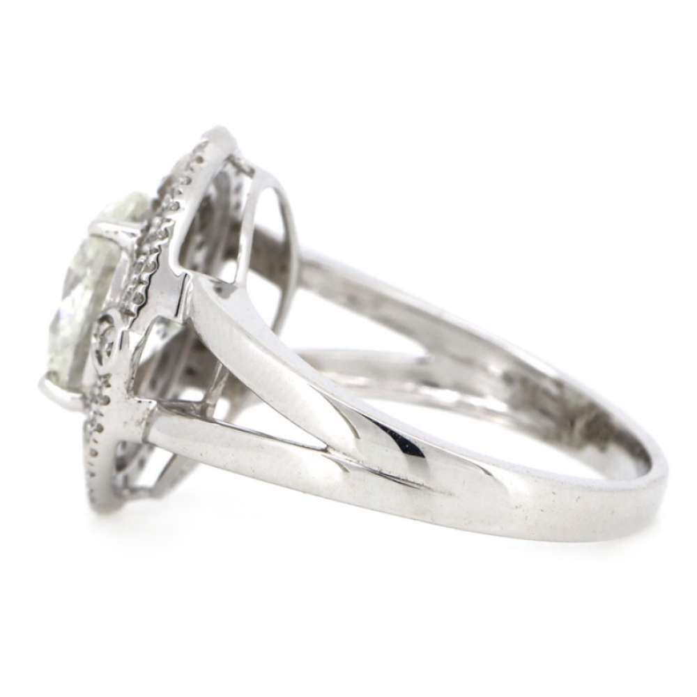 2.05ct White Gold and Diamond, Double Halo Split Band Ring