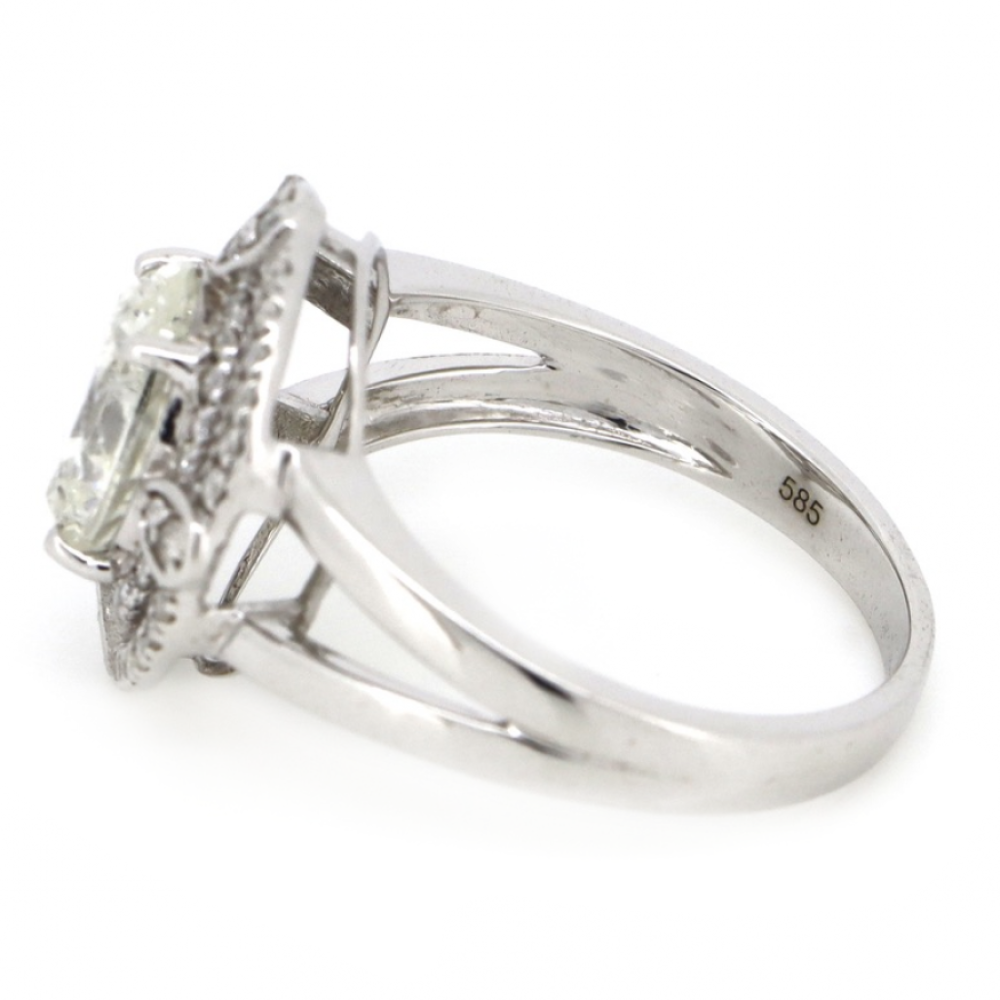 2.05ct White Gold and Diamond, Double Halo Split Band Ring