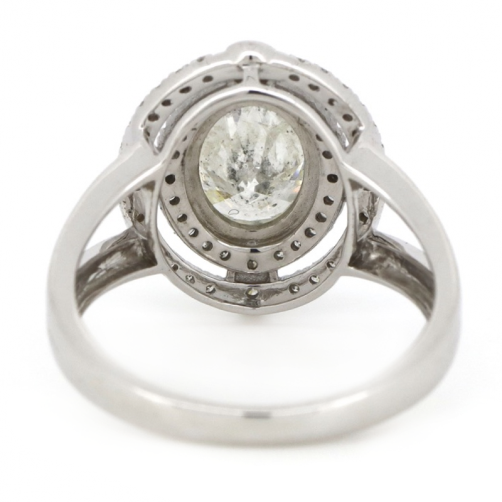 2.05ct White Gold and Diamond, Double Halo Split Band Ring
