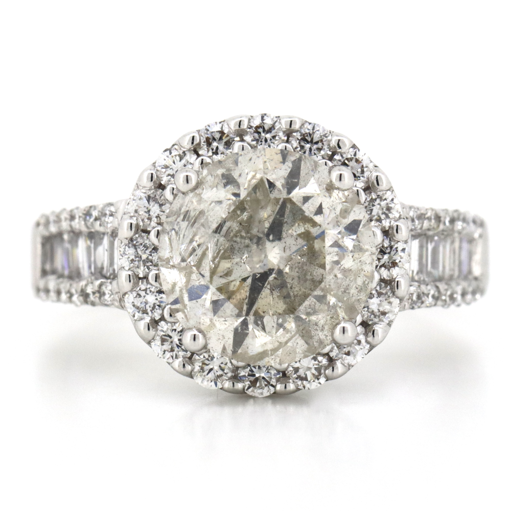 3.51ct White Gold and Diamond, Halo Ring
