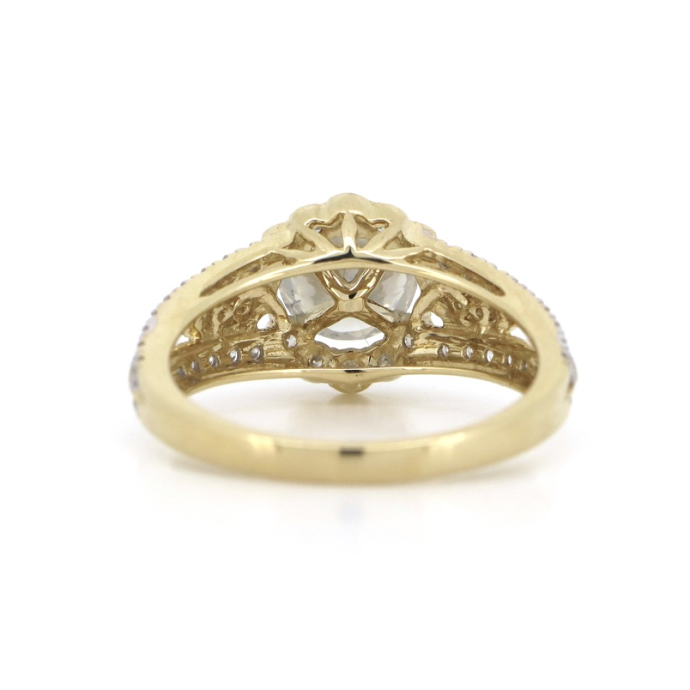1.20ct Yellow Gold Diamond Halo Filigree Ring