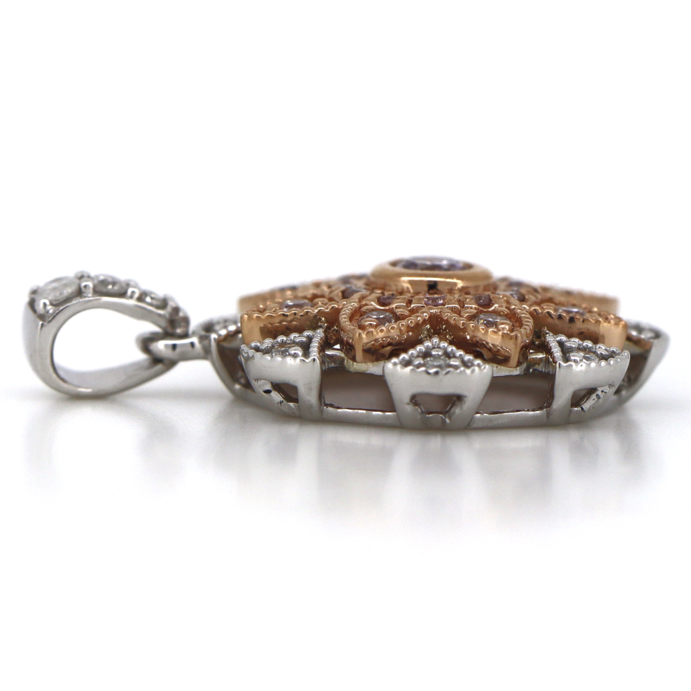 White/Rose Gold Fancy Pink Diamond Decorative Drop Pendant