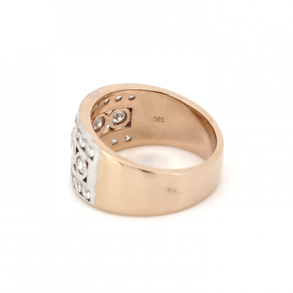 Stylish Rose and White Gold Diamond Cluster Ring
