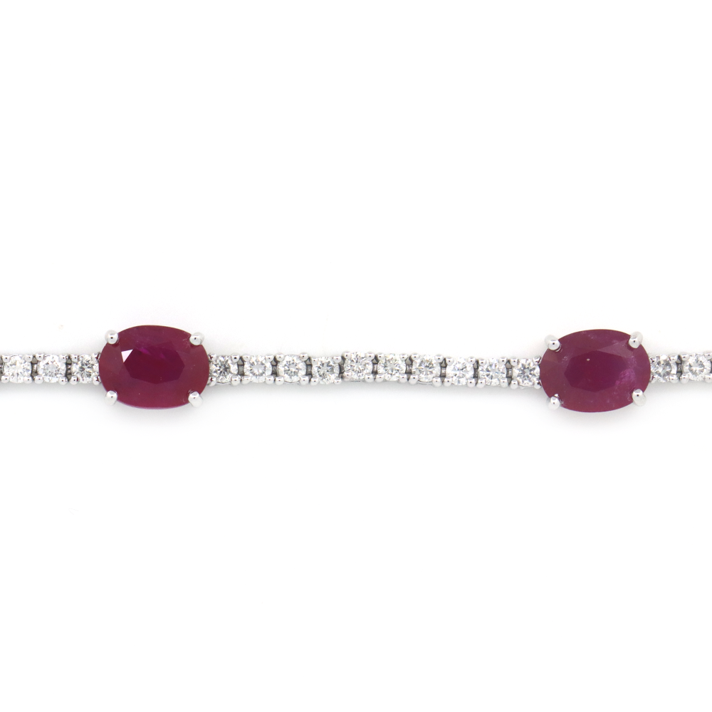 7.02ct White Gold Ruby and Diamond Line Bracelet