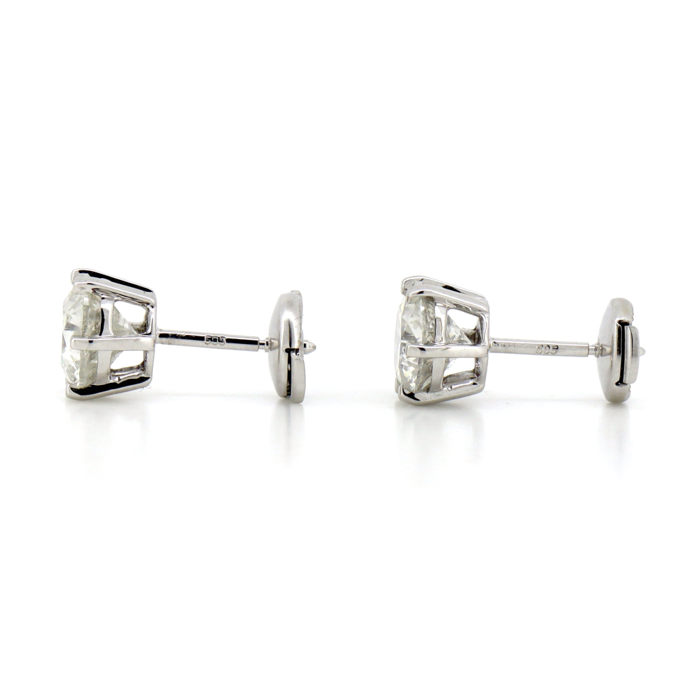 White Gold, 4.17ct TDW Diamond Solitaire Stud Earrings