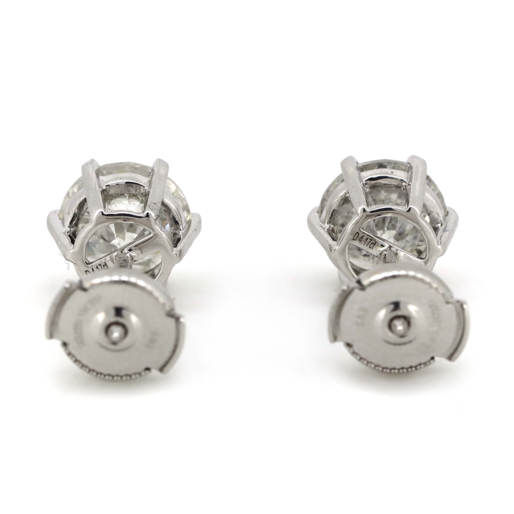 White Gold, 4.17ct TDW Diamond Solitaire Stud Earrings