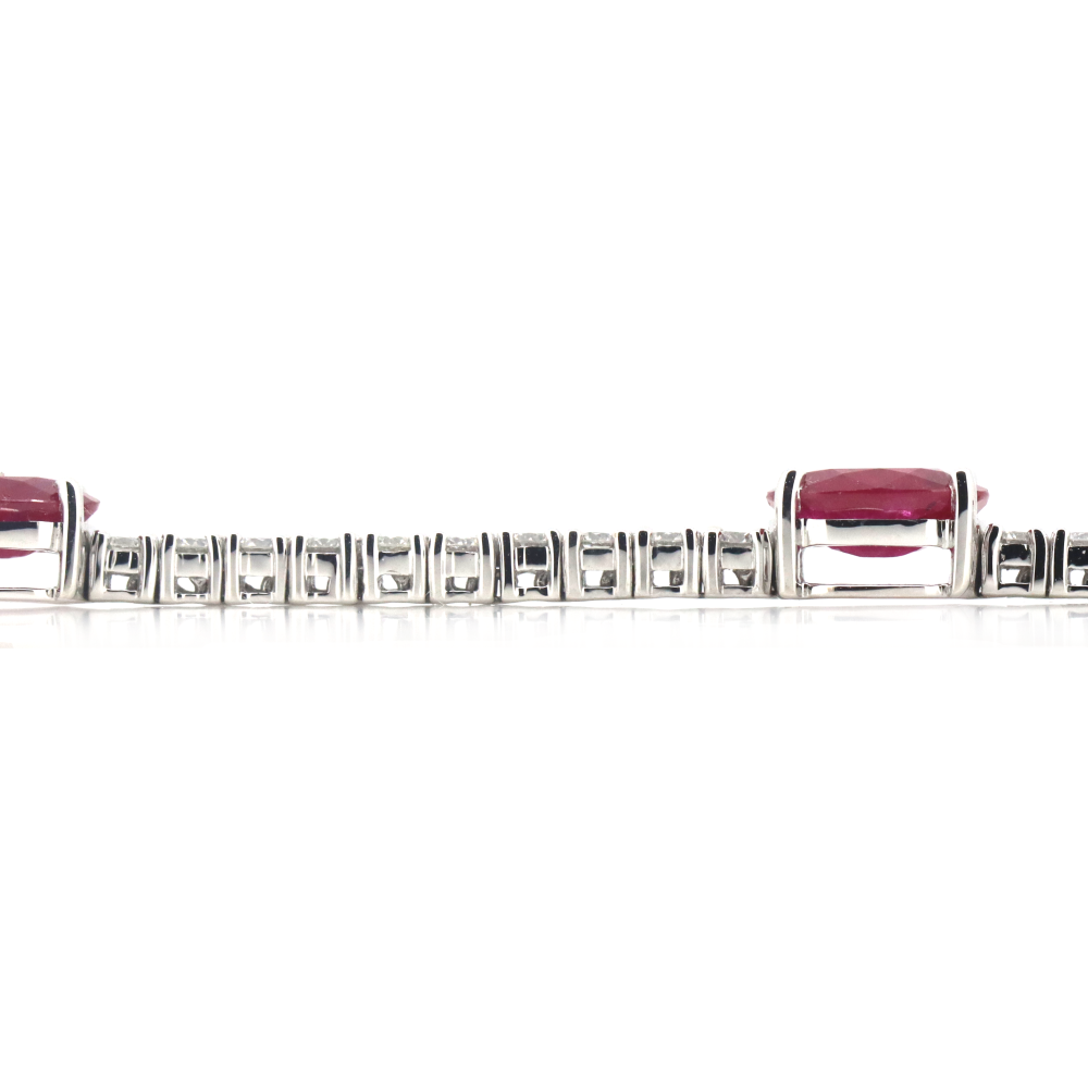 7.02ct White Gold Ruby and Diamond Line Bracelet