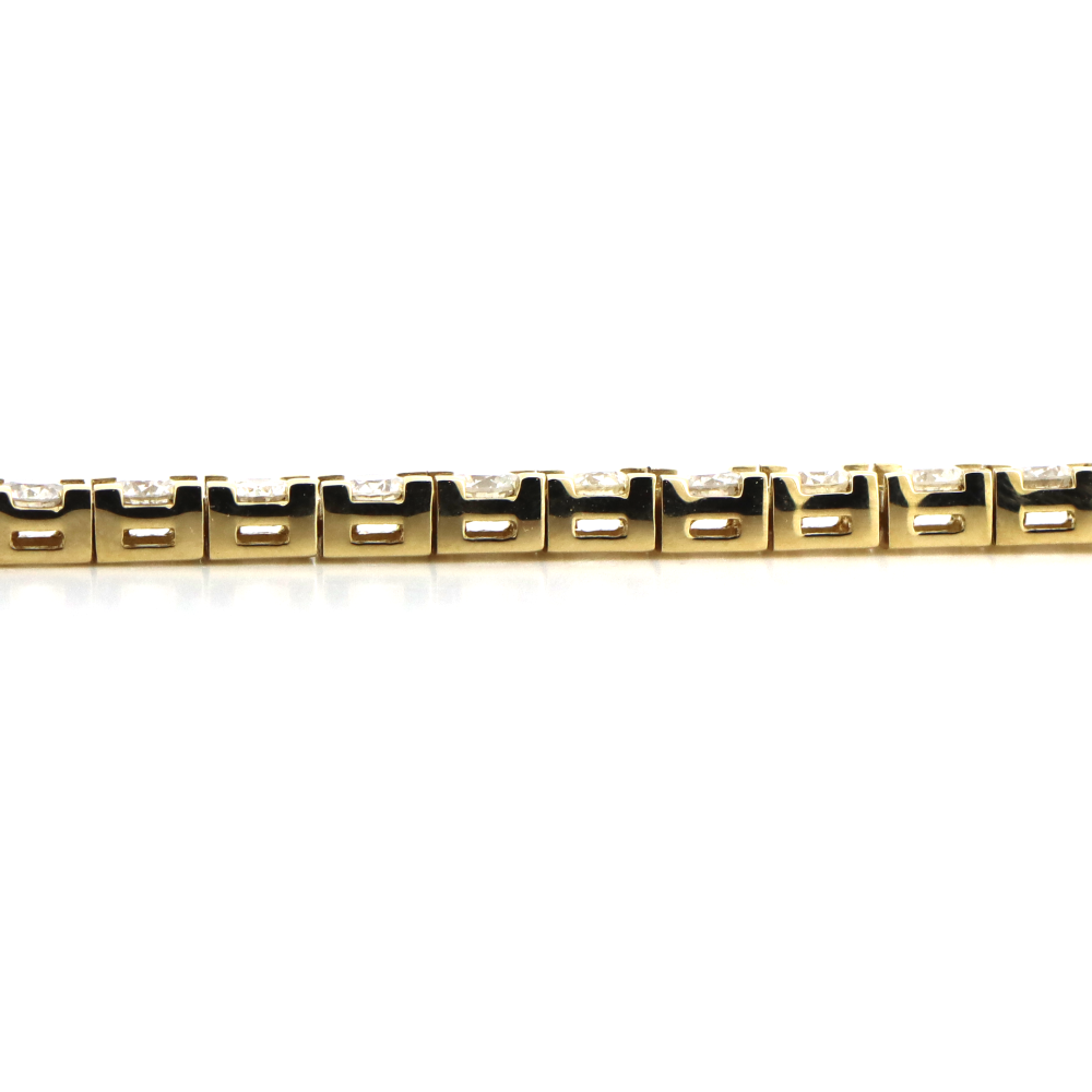 Yellow Gold Half Diamond Tennis Necklace
