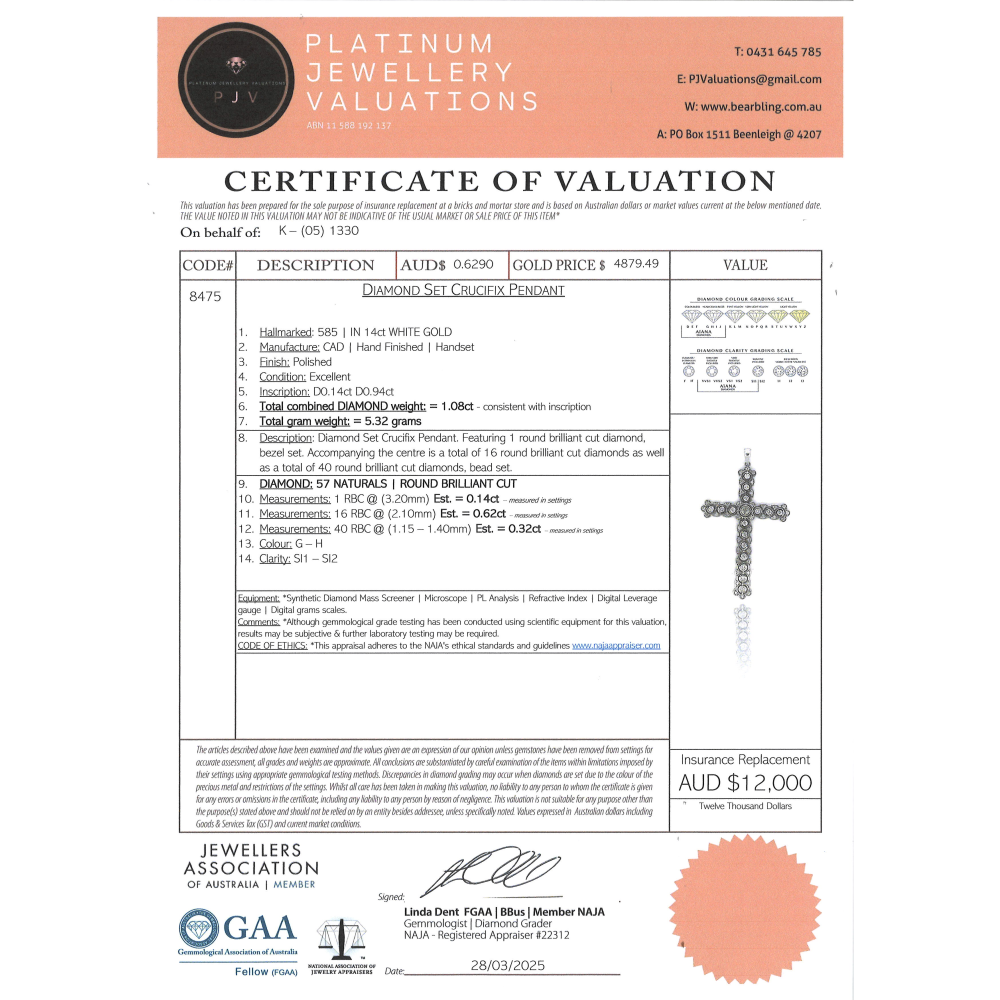 White Gold Diamond Crucifix Pendant