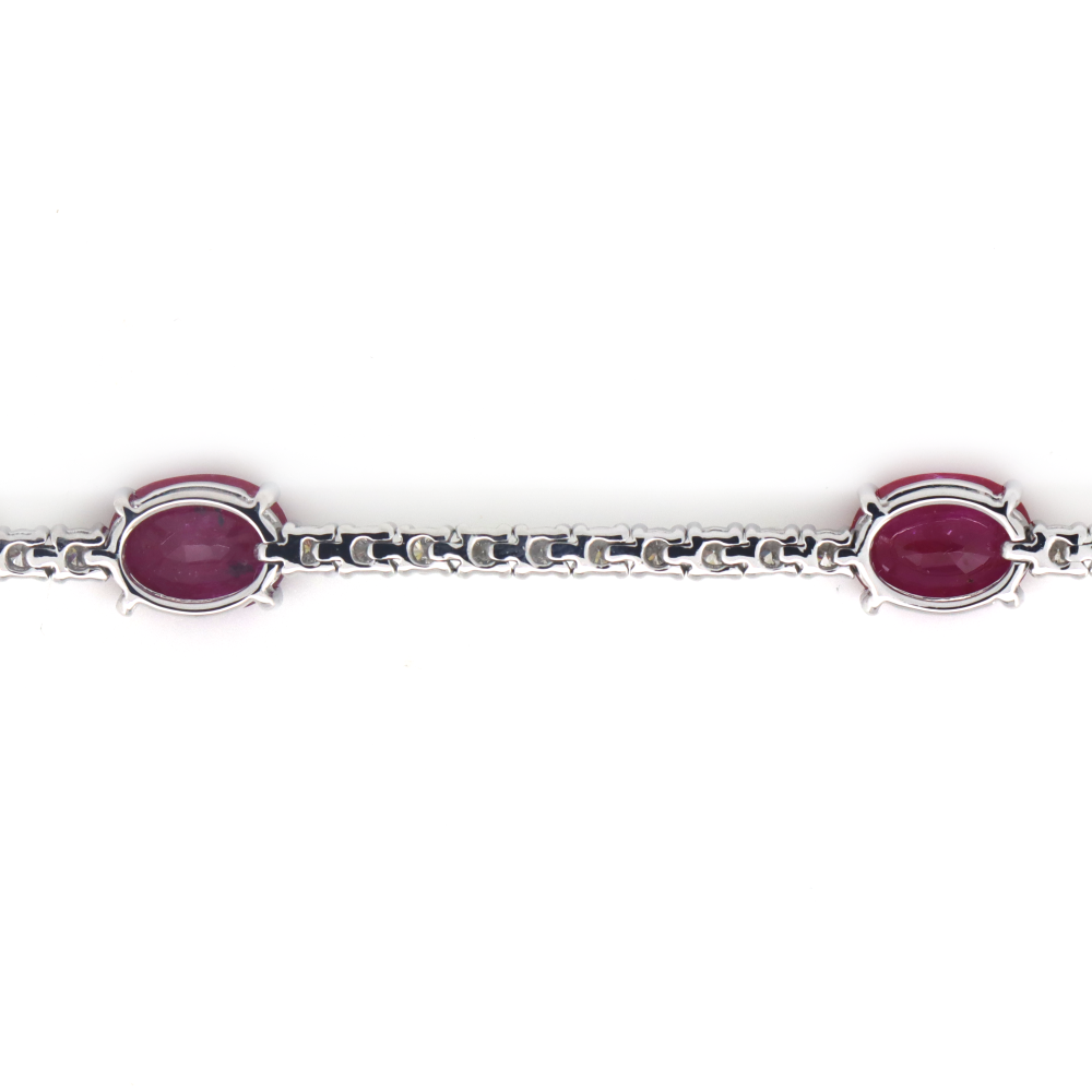 7.02ct White Gold Ruby and Diamond Line Bracelet