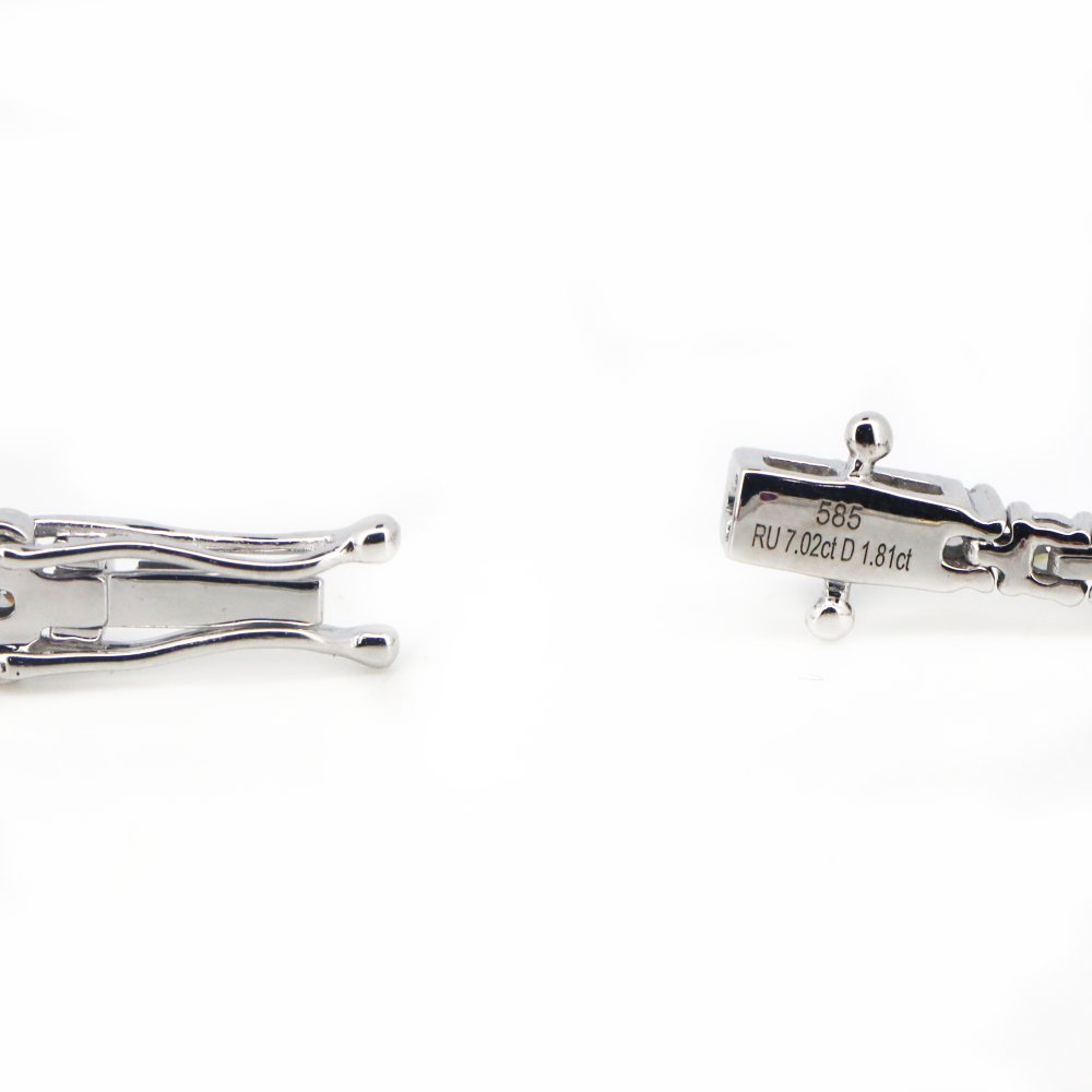 7.02ct White Gold Ruby and Diamond Line Bracelet
