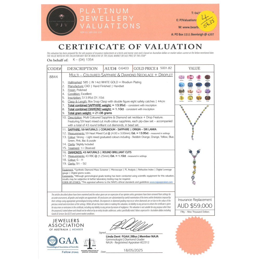 White Gold Multi-Coloured Sapphire and Diamond Necklace