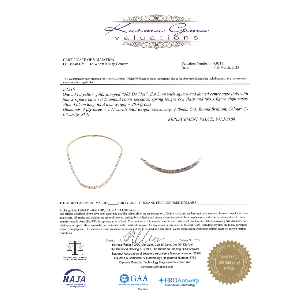Yellow Gold Half Diamond Tennis Necklace
