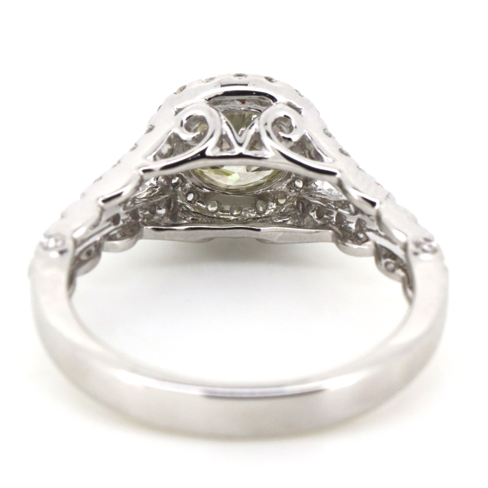 White Gold Champagne Diamond Halo Ring