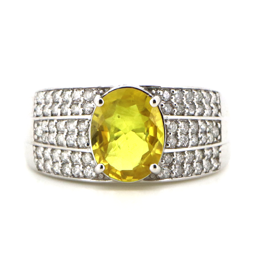 2.11ct Oval Yellow Sapphire and Diamond Dress Ring