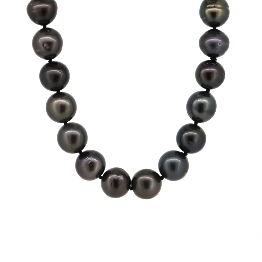 Black Tahitian Pearl and Diamond Strand Necklace