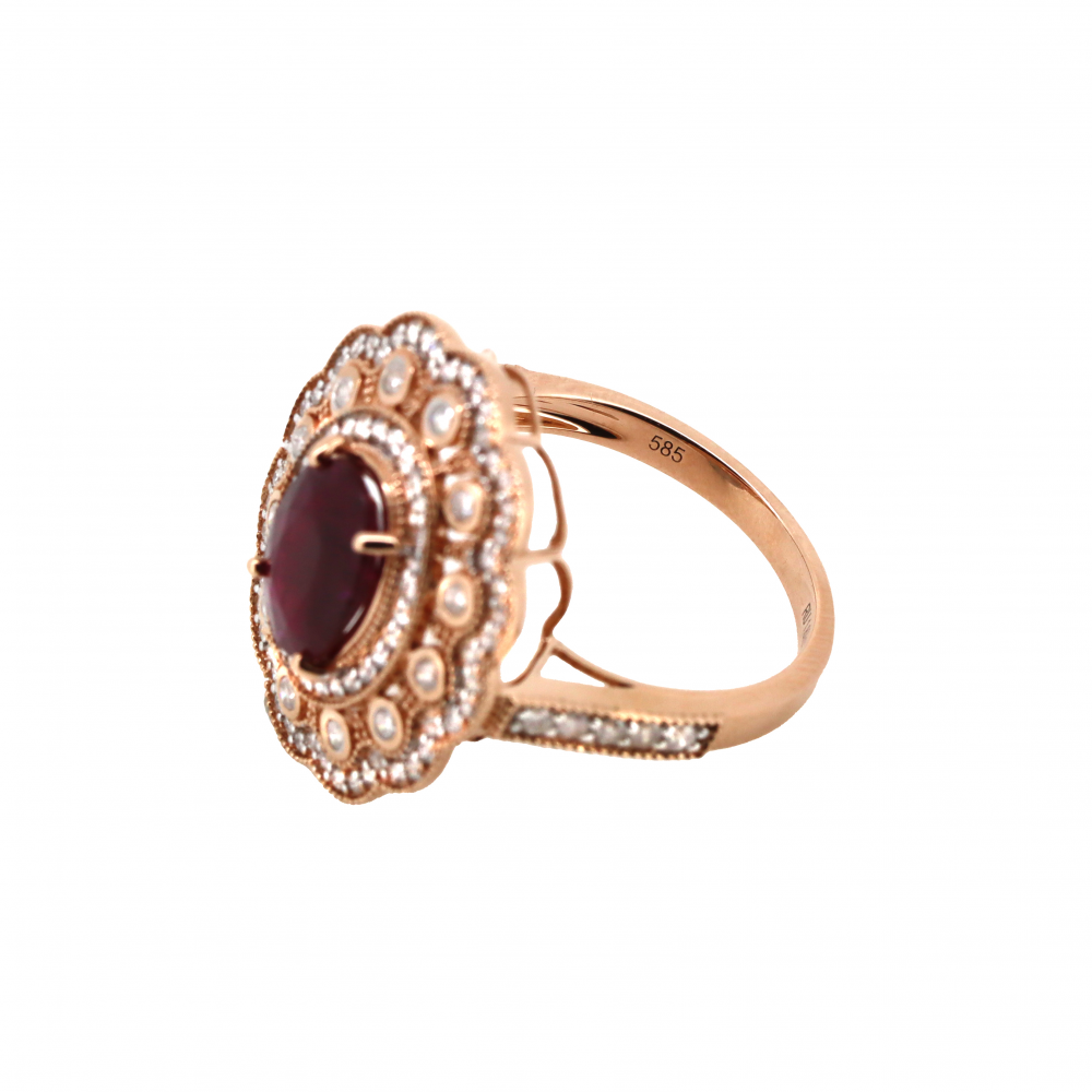 1.87ct Ruby and Diamond Cluster Ring
