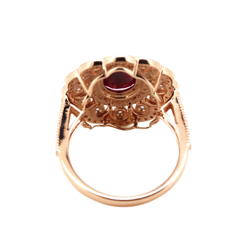 1.87ct Ruby and Diamond Cluster Ring