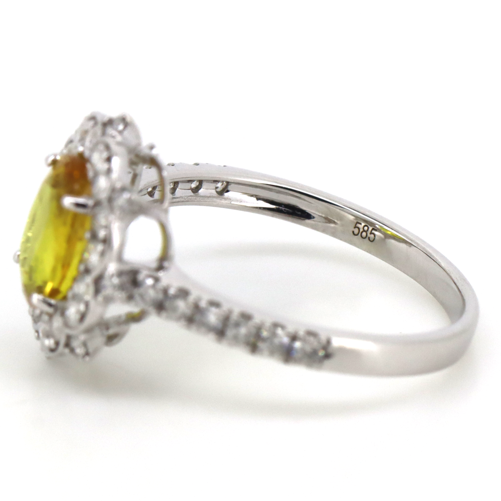 1.29ct Oval Yellow Sapphire and Diamond Antique Style Ring