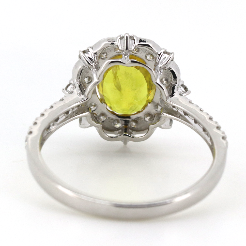 1.29ct Oval Yellow Sapphire and Diamond Antique Style Ring