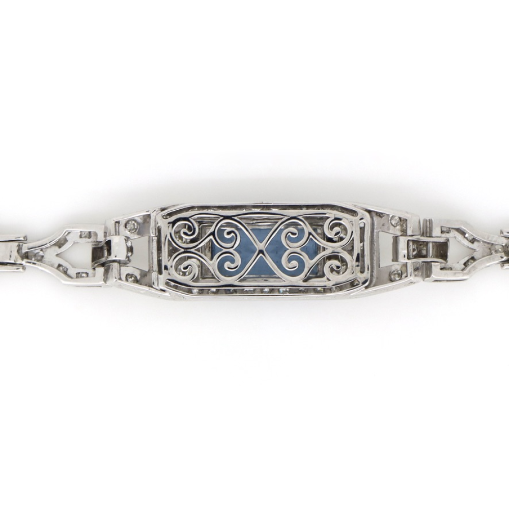 White Gold Aquamarine & Diamond Art Deco Inspired Bracelet