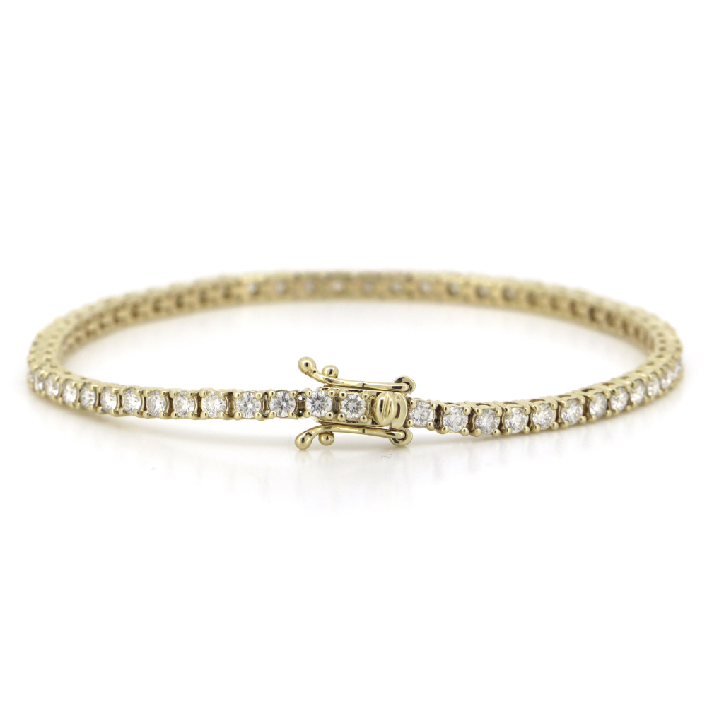 9K Yellow Gold, 2.50ct Diamond, Tennis Bracelet
