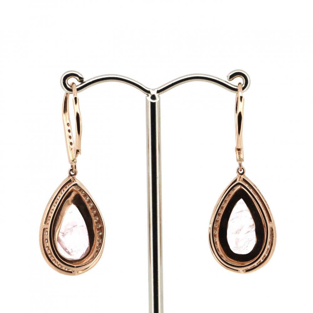 Morganite and Diamond Antique-Inspired Drop Earrings