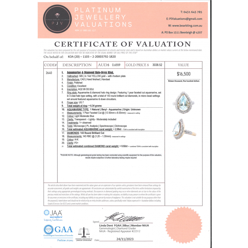 2.99ct Yellow Gold Aquamarine and Diamond Cluster Ring