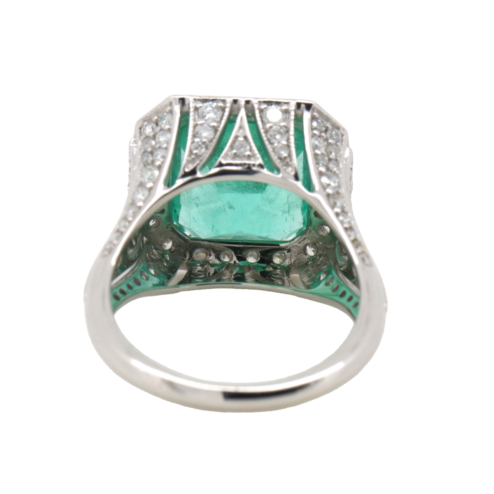 White Gold 5.51ct Colombian Emerald and Diamond Statement Ring