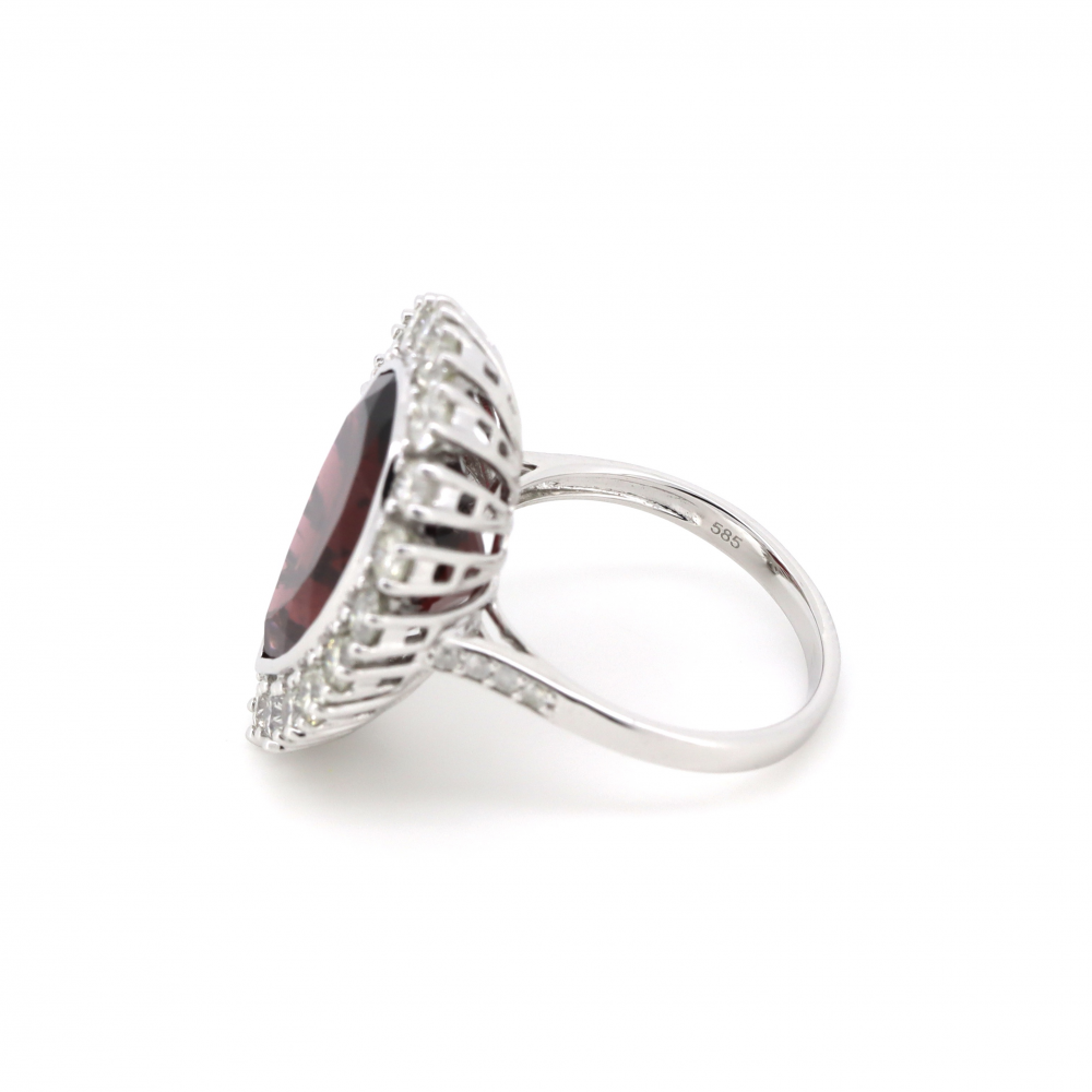 Red Tourmaline and Diamond Cocktail Ring