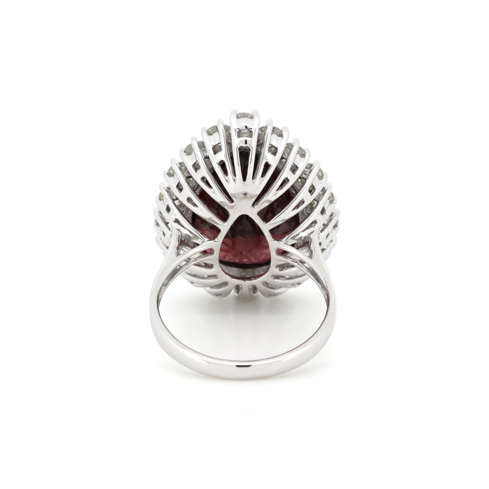 Red Tourmaline and Diamond Cocktail Ring