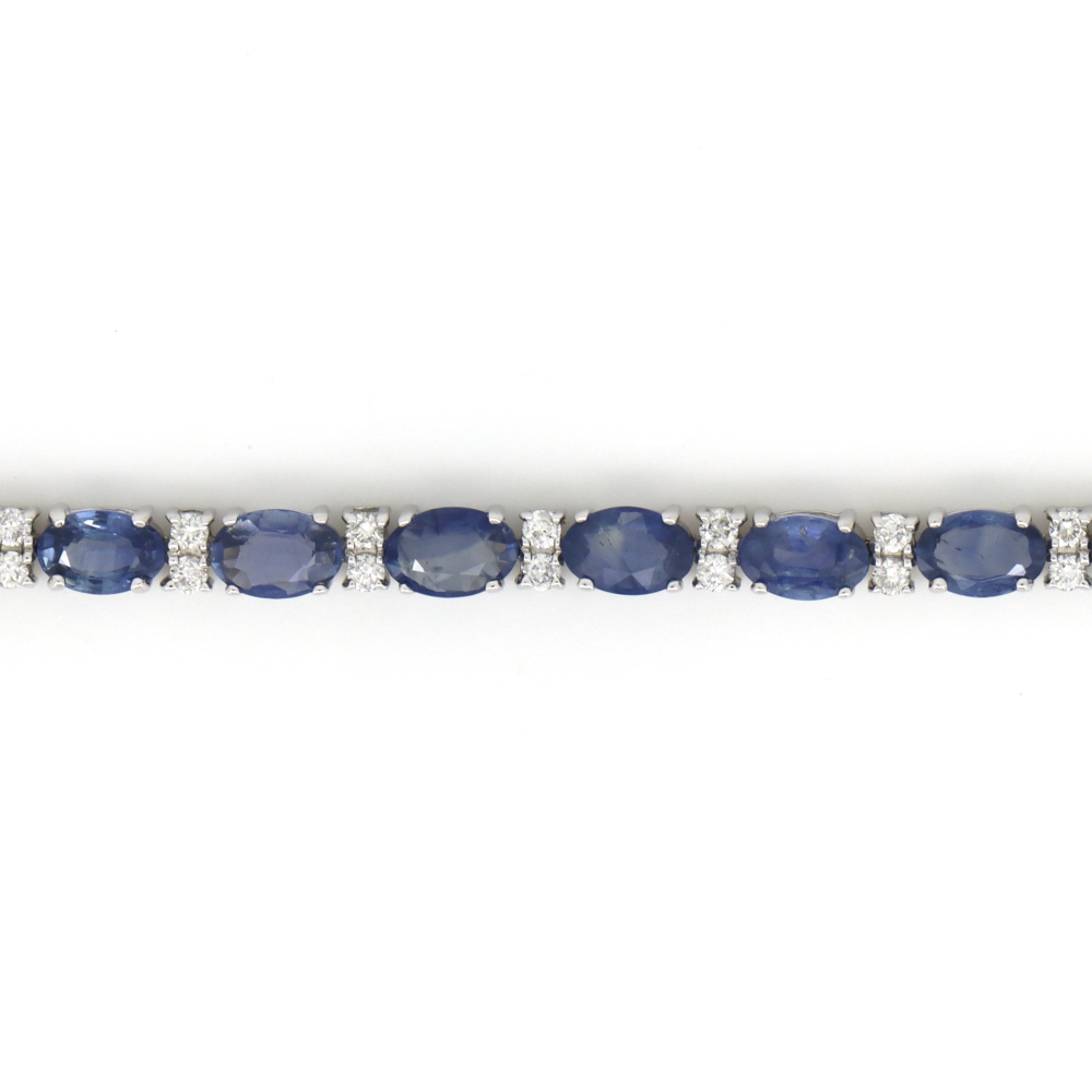 9.03ct White Gold, Sapphire and Diamond, Line Bracelet