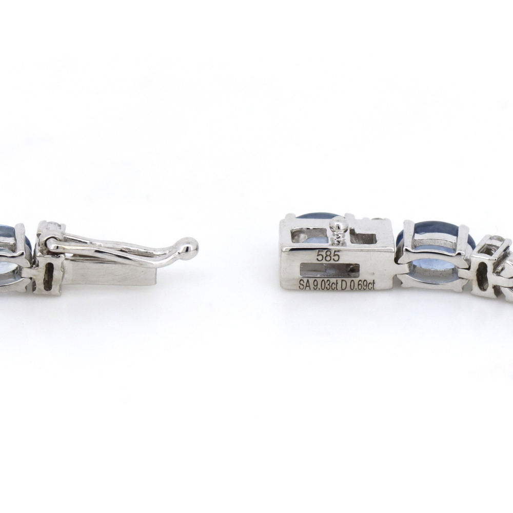 9.03ct White Gold, Sapphire and Diamond, Line Bracelet