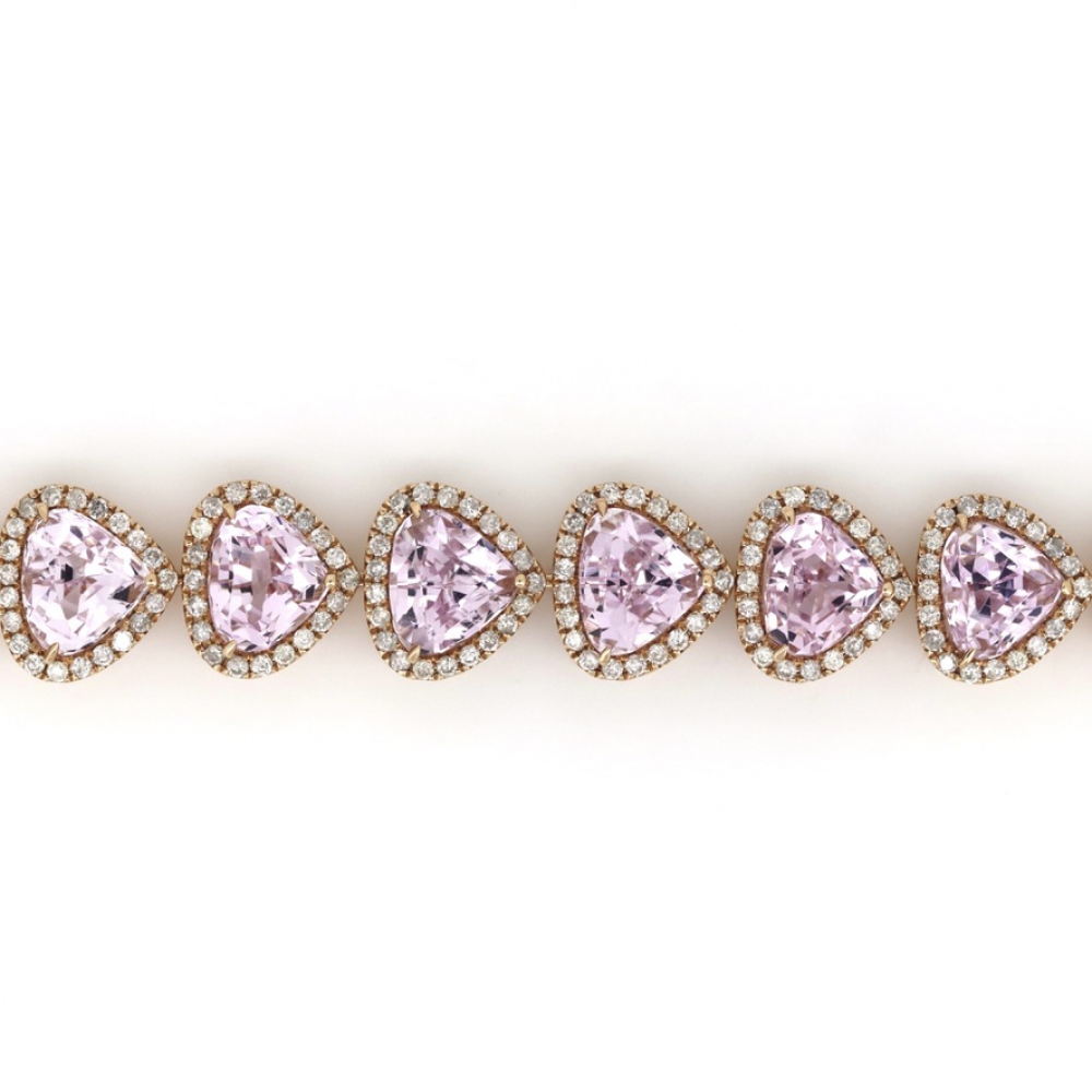 Kunzite and Diamond Statement Halo Bracelet