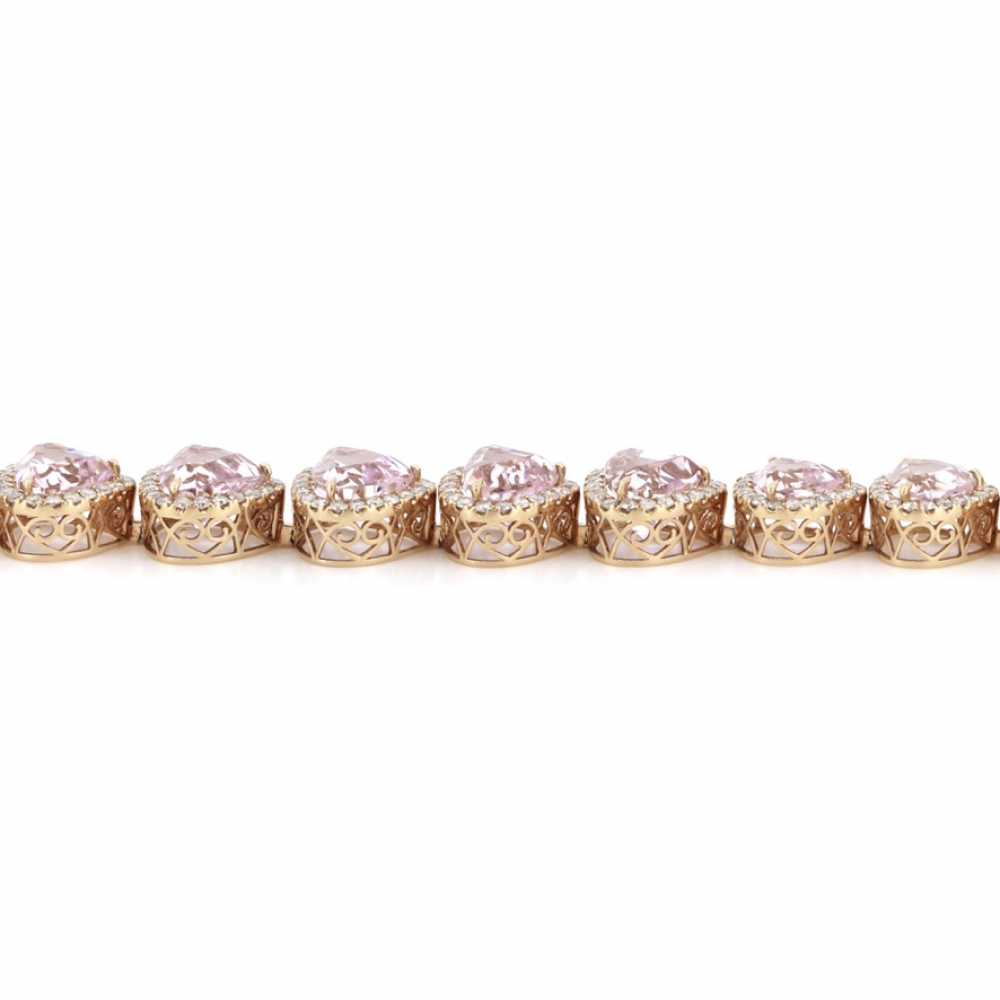 Kunzite and Diamond Statement Halo Bracelet