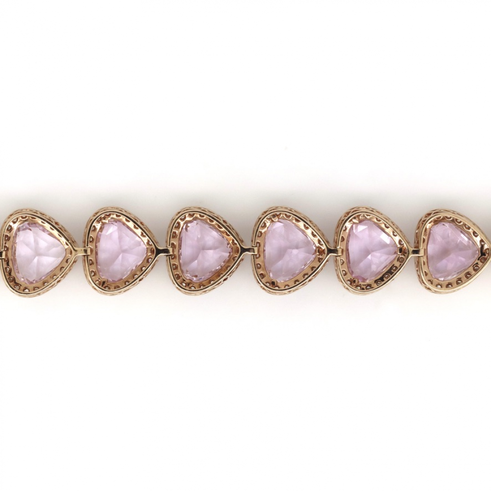Kunzite and Diamond Statement Halo Bracelet