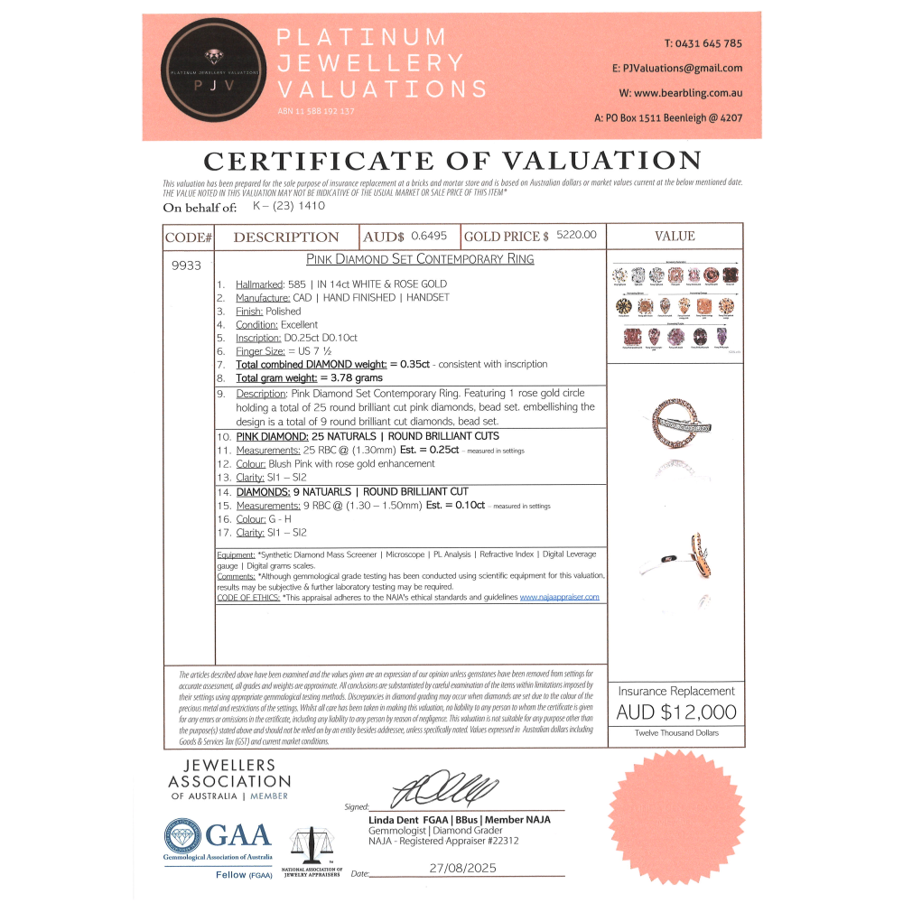 White/Rose Gold Fancy Blush Pink Diamond Ring