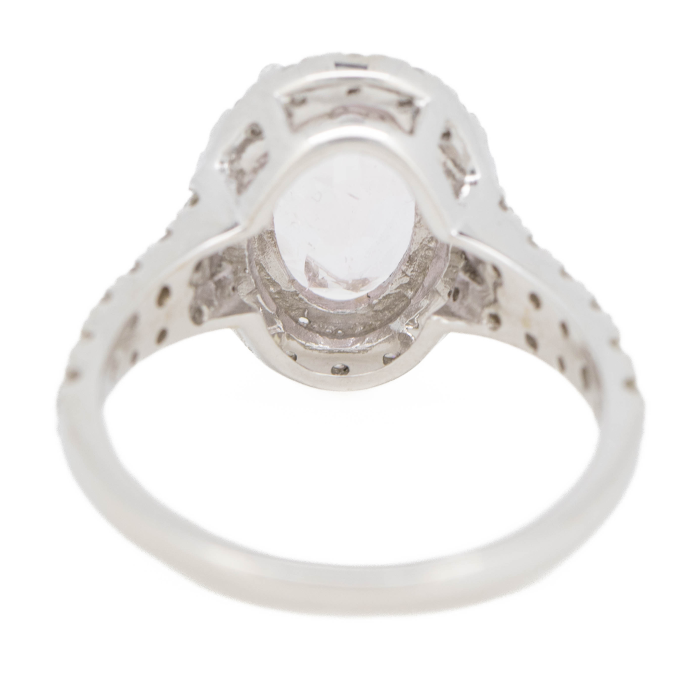 White Gold Morganite and Diamond Halo Ring