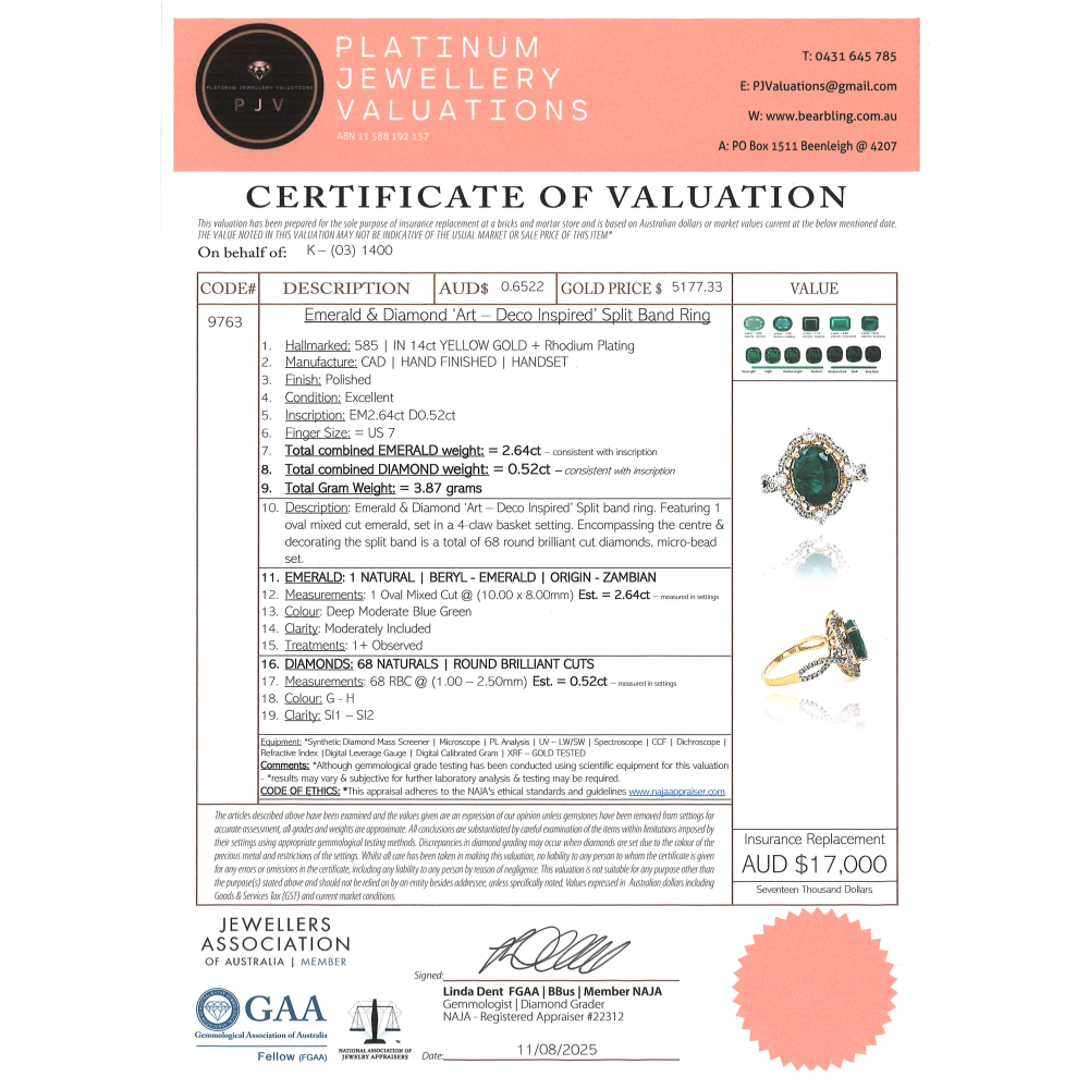 2.64ct TSW Yellow Gold Emerald and Diamond Antique Inspired Ring