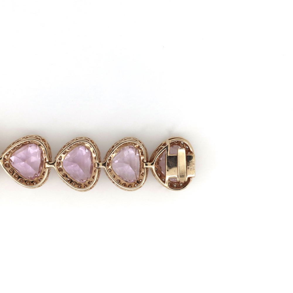Kunzite and Diamond Statement Halo Bracelet