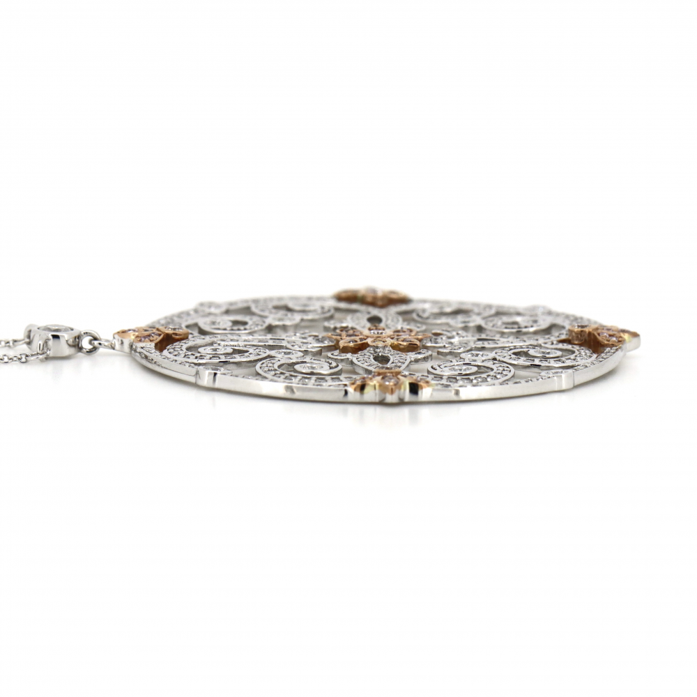 Pink Diamond Double Halo Necklace