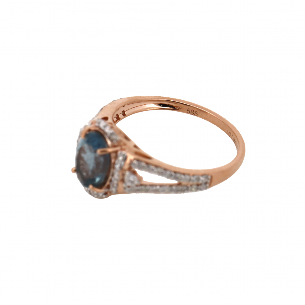 1.16ct Rose Gold Ruby and Diamond Antique Style Halo Ring
