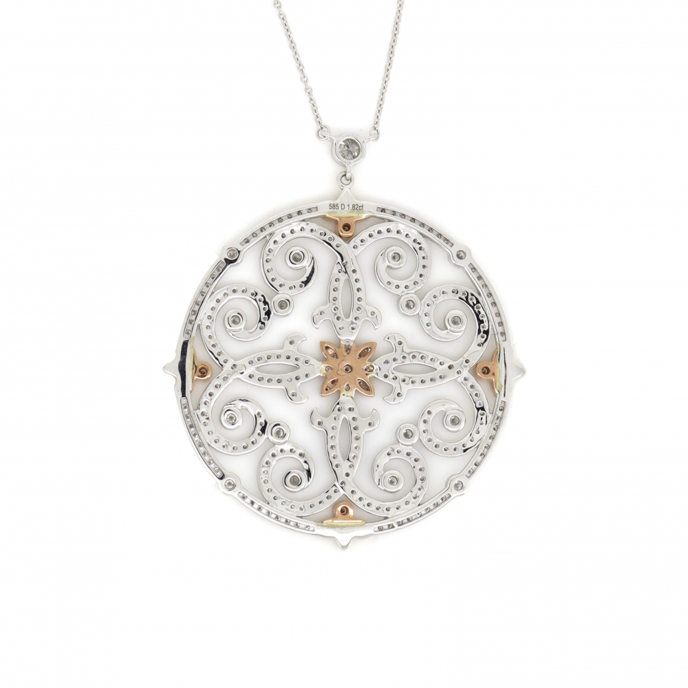 Pink Diamond Double Halo Necklace