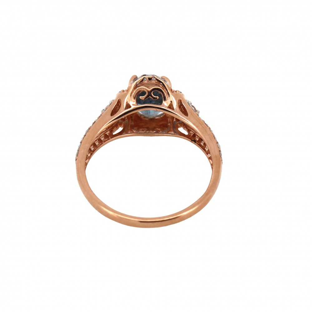 1.16ct Rose Gold Ruby and Diamond Antique Style Halo Ring