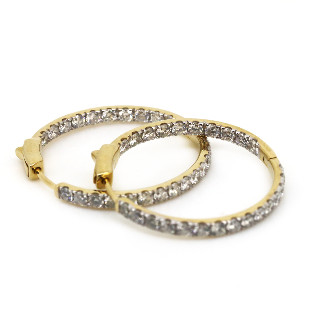 Yellow Gold Diamond Hoop Earrings