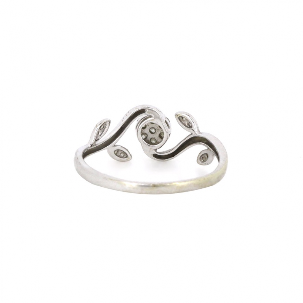 9K White Gold Floral Style Diamond Ring