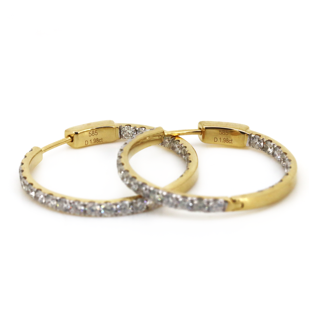 Yellow Gold Diamond Hoop Earrings