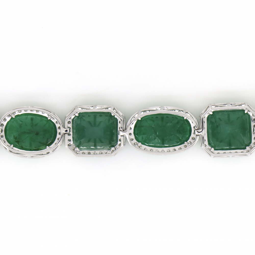 Zambian Emerald and Diamond Halo Bracelet
