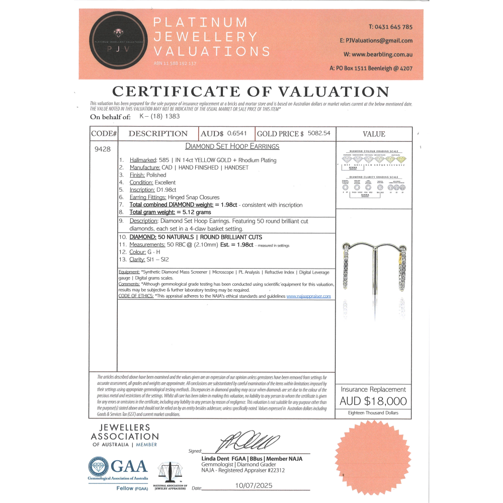 Yellow Gold Diamond Hoop Earrings